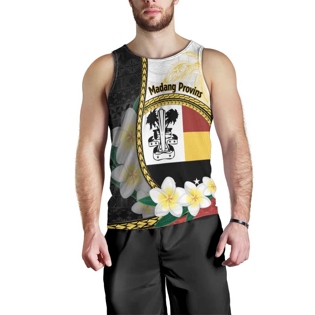Personalised PNG Madang Provins Men Tank Top Papua New Guinea Plumeria Melanesian Pattern - Polynesian Pride