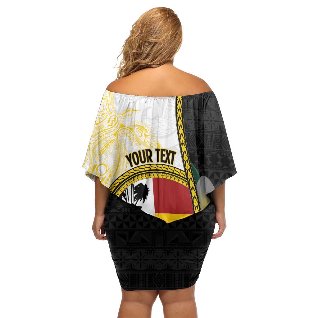 Personalised PNG Madang Provins Off Shoulder Short Dress Papua New Guinea Plumeria Melanesian Pattern - Polynesian Pride