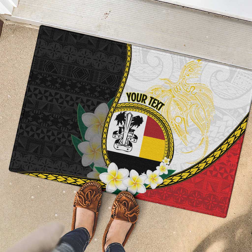 Personalised PNG Madang Provins Rubber Doormat Papua New Guinea Plumeria Melanesian Pattern - Polynesian Pride