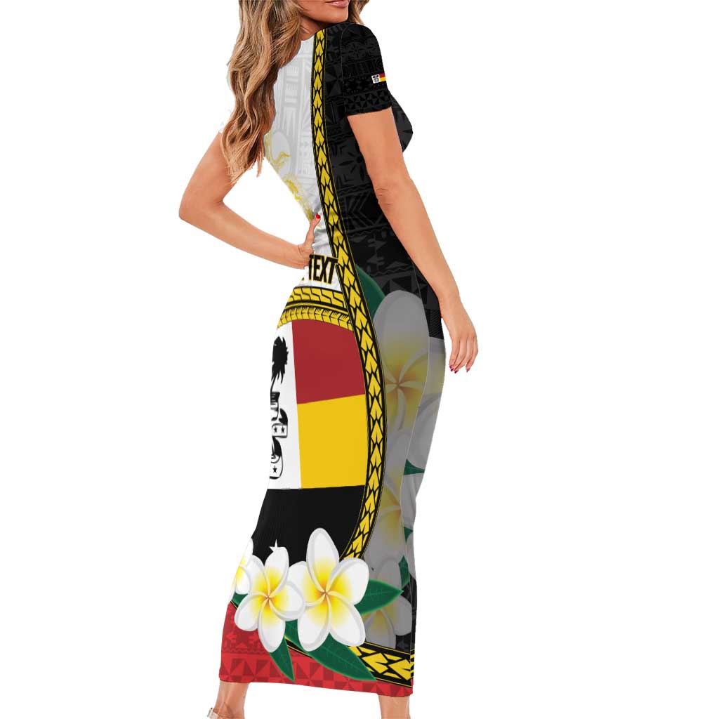 Personalised PNG Madang Provins Short Sleeve Bodycon Dress Papua New Guinea Plumeria Melanesian Pattern - Polynesian Pride