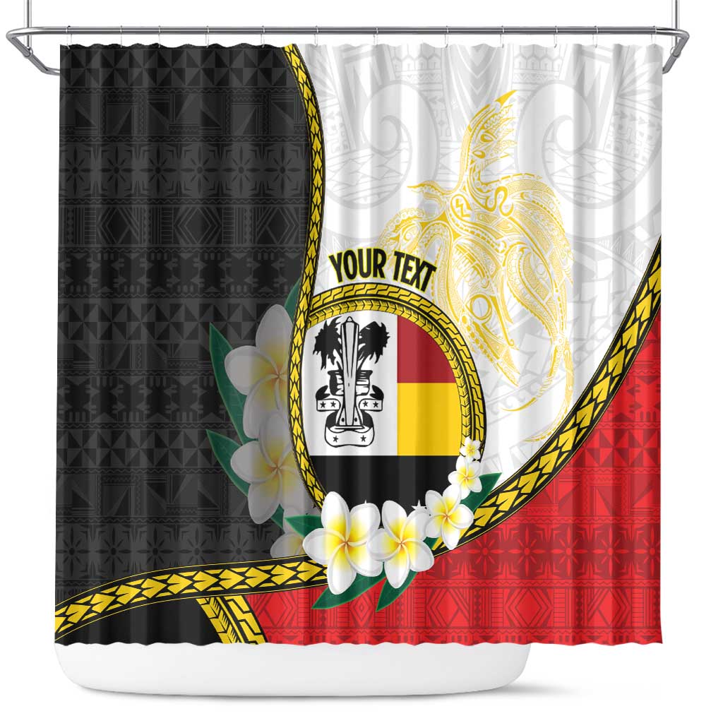 Personalised PNG Madang Provins Shower Curtain Papua New Guinea Plumeria Melanesian Pattern - Polynesian Pride