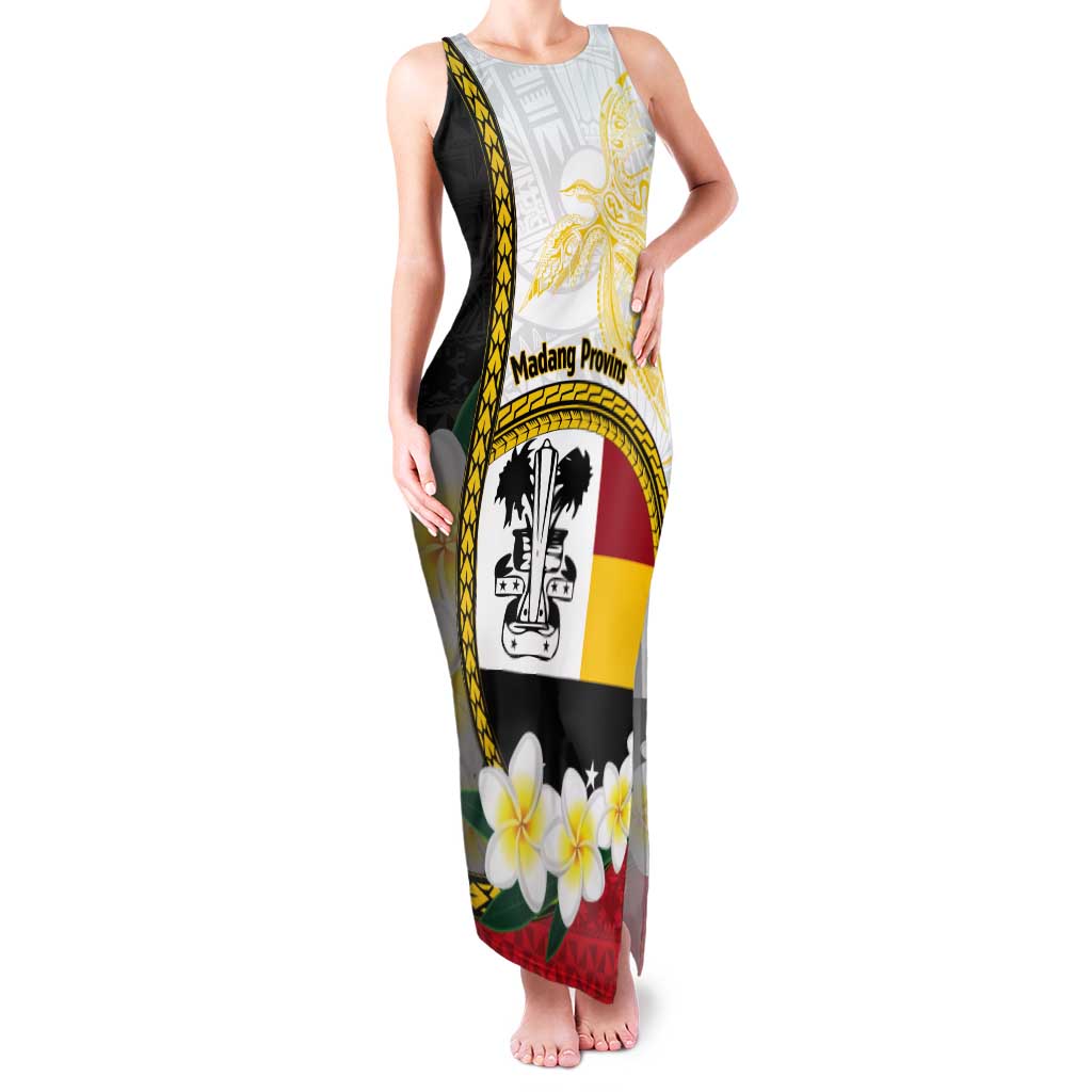 Personalised PNG Madang Provins Tank Maxi Dress Papua New Guinea Plumeria Melanesian Pattern - Polynesian Pride