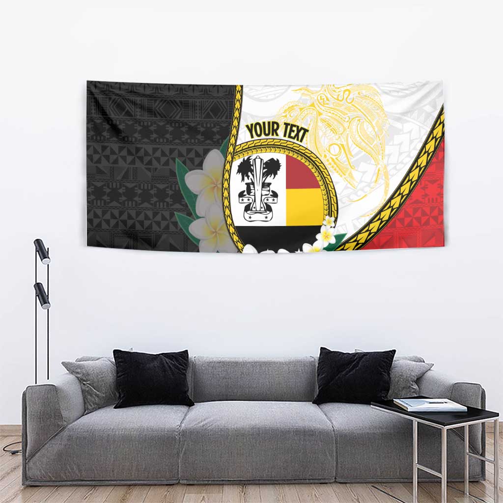 Personalised PNG Madang Provins Tapestry Papua New Guinea Plumeria Melanesian Pattern - Polynesian Pride