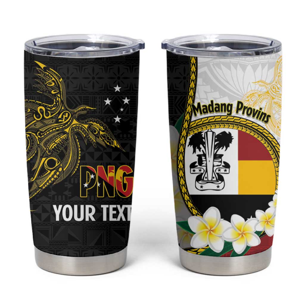Personalised PNG Madang Provins Tumbler Cup Papua New Guinea Plumeria Melanesian Pattern - Polynesian Pride