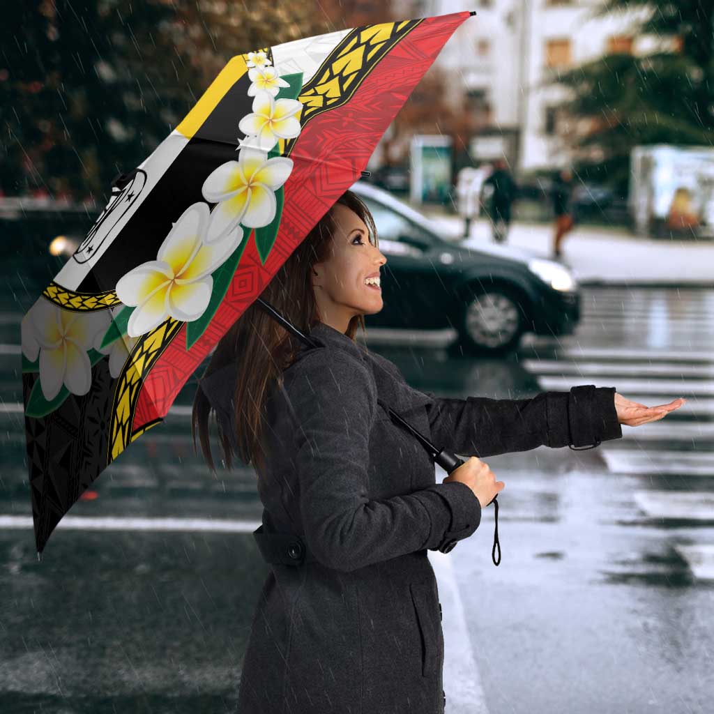 Personalised PNG Madang Provins Umbrella Papua New Guinea Plumeria Melanesian Pattern - Polynesian Pride