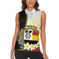 Personalised PNG Madang Provins Women Sleeveless Polo Shirt Papua New Guinea Plumeria Melanesian Pattern - Polynesian Pride