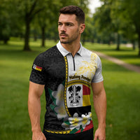 Personalised PNG Madang Provins Zipper Polo Shirt Papua New Guinea Plumeria Melanesian Pattern - Polynesian Pride