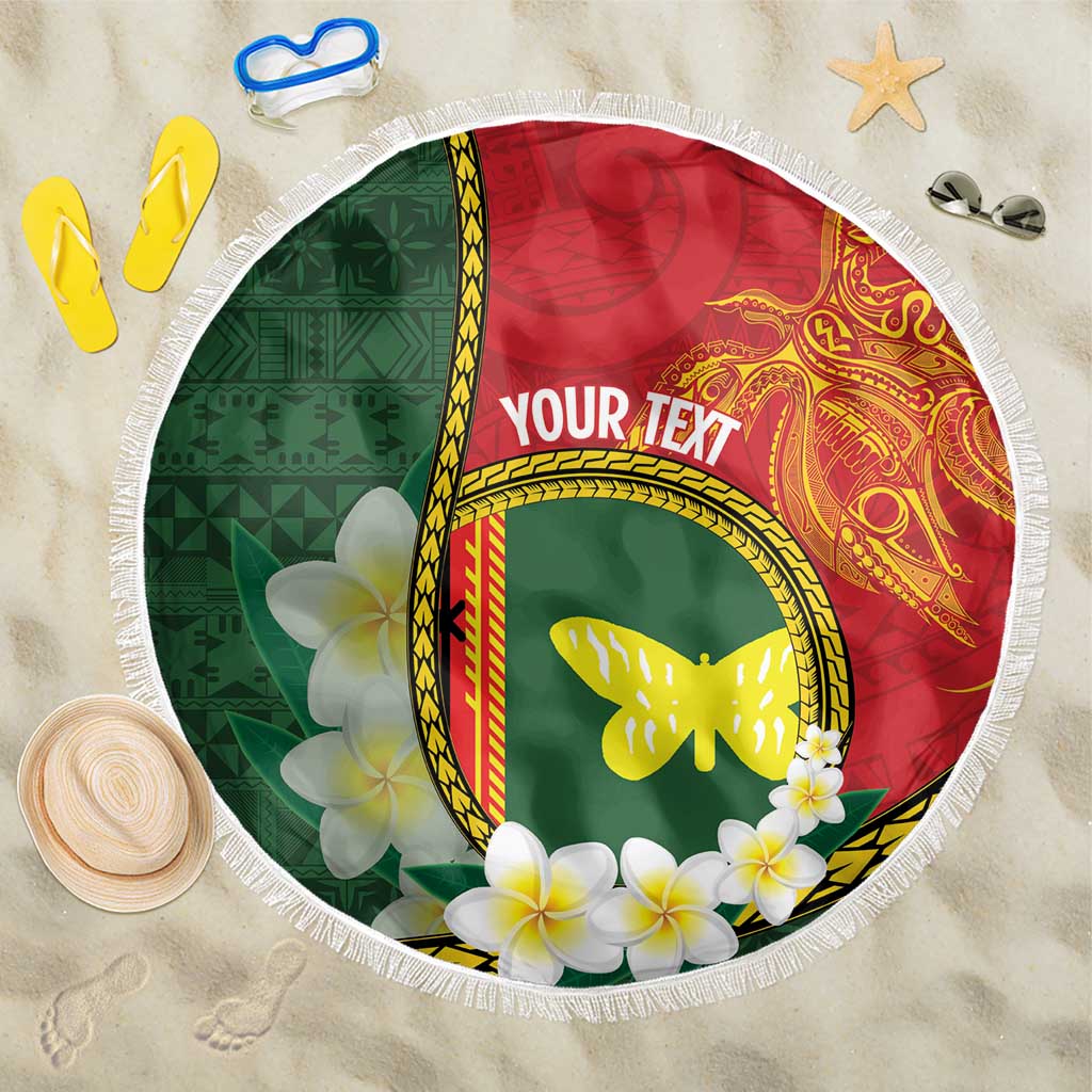 Personalised PNG Oro Provins Beach Blanket Papua New Guinea Plumeria Melanesian Pattern - Polynesian Pride