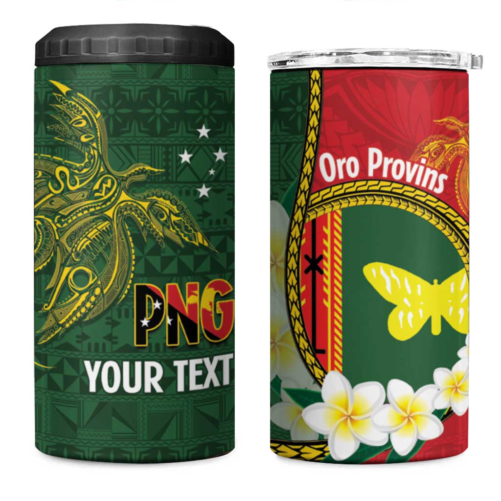 Personalised PNG Oro Provins 4 in 1 Can Cooler Tumbler Papua New Guinea Plumeria Melanesian Pattern - Polynesian Pride