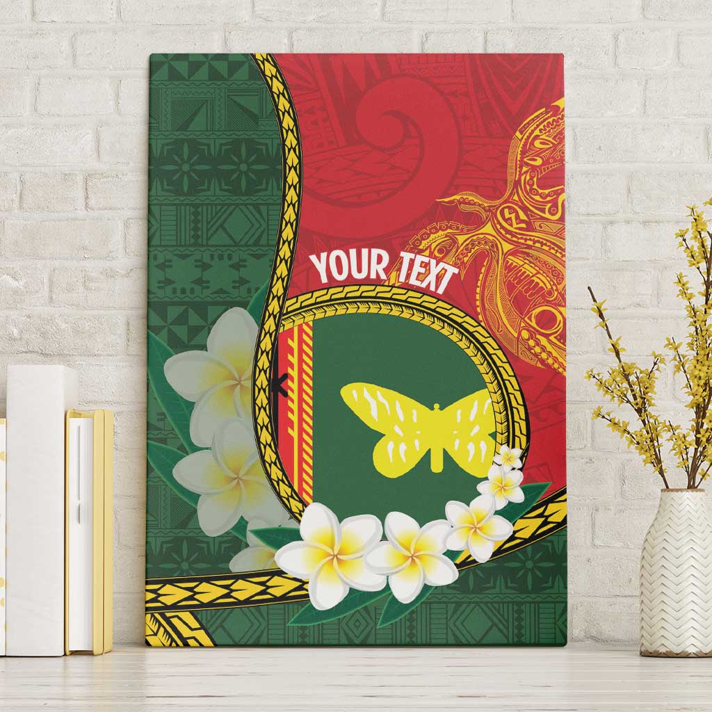Personalised PNG Oro Provins Canvas Wall Art Papua New Guinea Plumeria Melanesian Pattern - Polynesian Pride