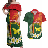 Personalised PNG Oro Provins Couples Matching Off Shoulder Maxi Dress and Hawaiian Shirt Papua New Guinea Plumeria Melanesian Pattern - Polynesian Pride