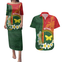 Personalised PNG Oro Provins Couples Matching Puletasi and Hawaiian Shirt Papua New Guinea Plumeria Melanesian Pattern - Polynesian Pride