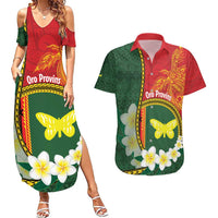Personalised PNG Oro Provins Couples Matching Summer Maxi Dress and Hawaiian Shirt Papua New Guinea Plumeria Melanesian Pattern - Polynesian Pride