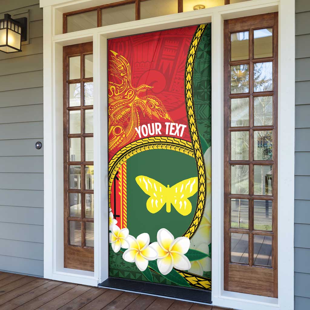 Personalised PNG Oro Provins Door Cover Papua New Guinea Plumeria Melanesian Pattern - Polynesian Pride