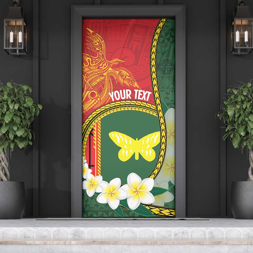 Personalised PNG Oro Provins Door Cover Papua New Guinea Plumeria Melanesian Pattern - Polynesian Pride
