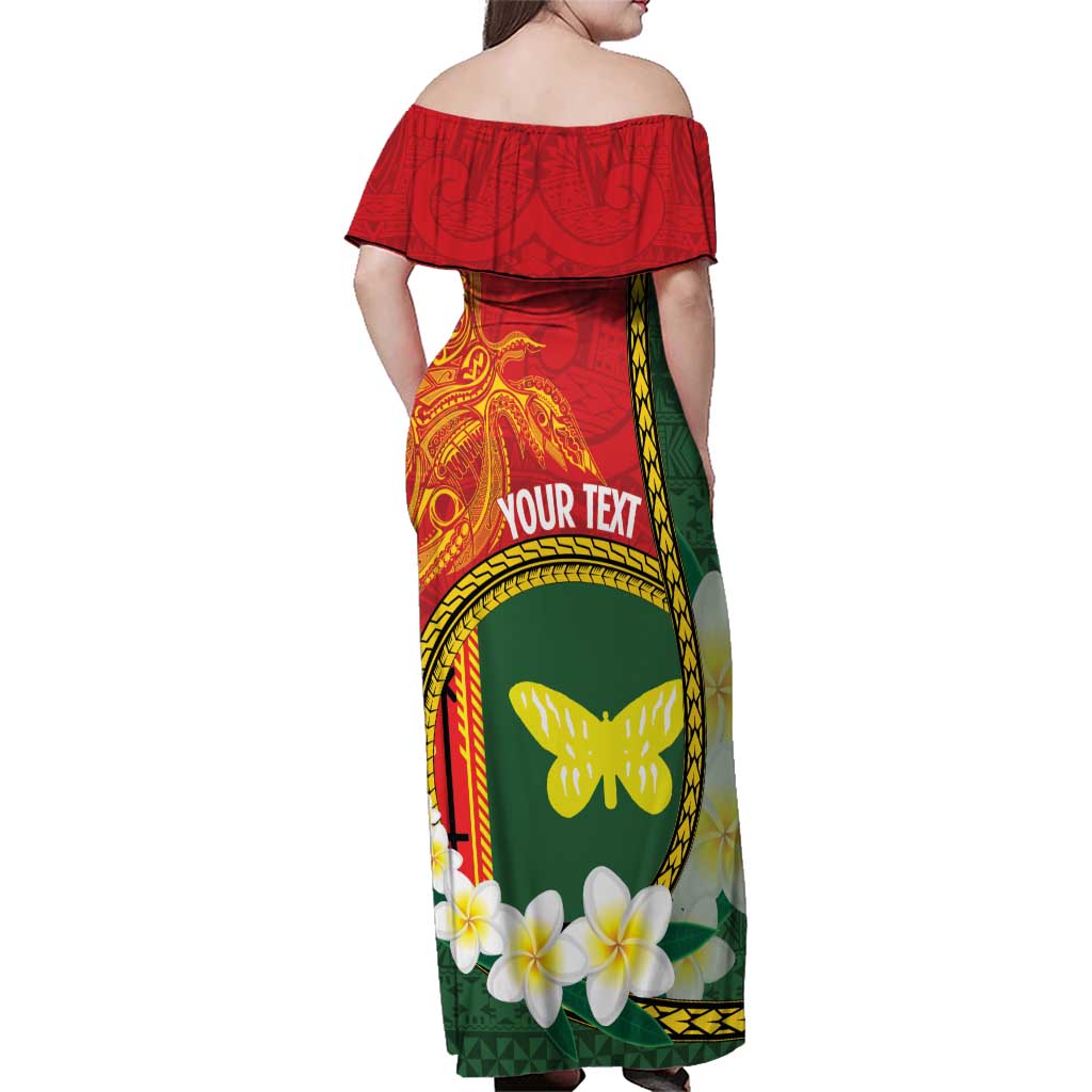 Personalised PNG Oro Provins Family Matching Off Shoulder Maxi Dress and Hawaiian Shirt Papua New Guinea Plumeria Melanesian Pattern - Polynesian Pride
