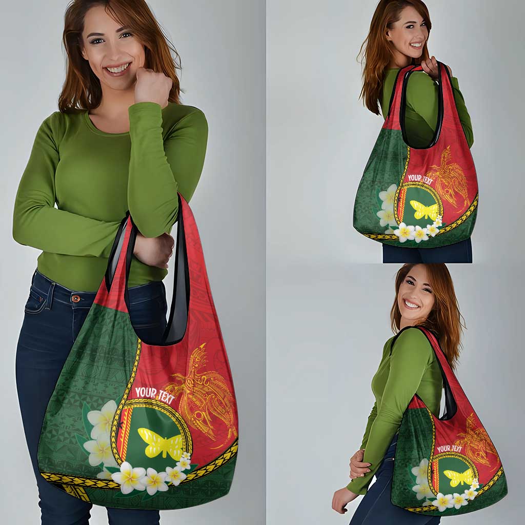 Personalised PNG Oro Provins Grocery Bag Papua New Guinea Plumeria Melanesian Pattern - Polynesian Pride