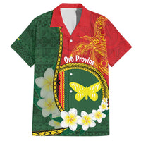 Personalised PNG Oro Provins Hawaiian Shirt Papua New Guinea Plumeria Melanesian Pattern LT14 Green - Polynesian Pride