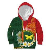 Personalised PNG Oro Provins Kid Hoodie Papua New Guinea Plumeria Melanesian Pattern - Polynesian Pride