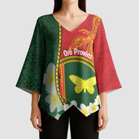 Personalised PNG Oro Provins Kimono Sleeve Blouse Papua New Guinea Plumeria Melanesian Pattern - Polynesian Pride