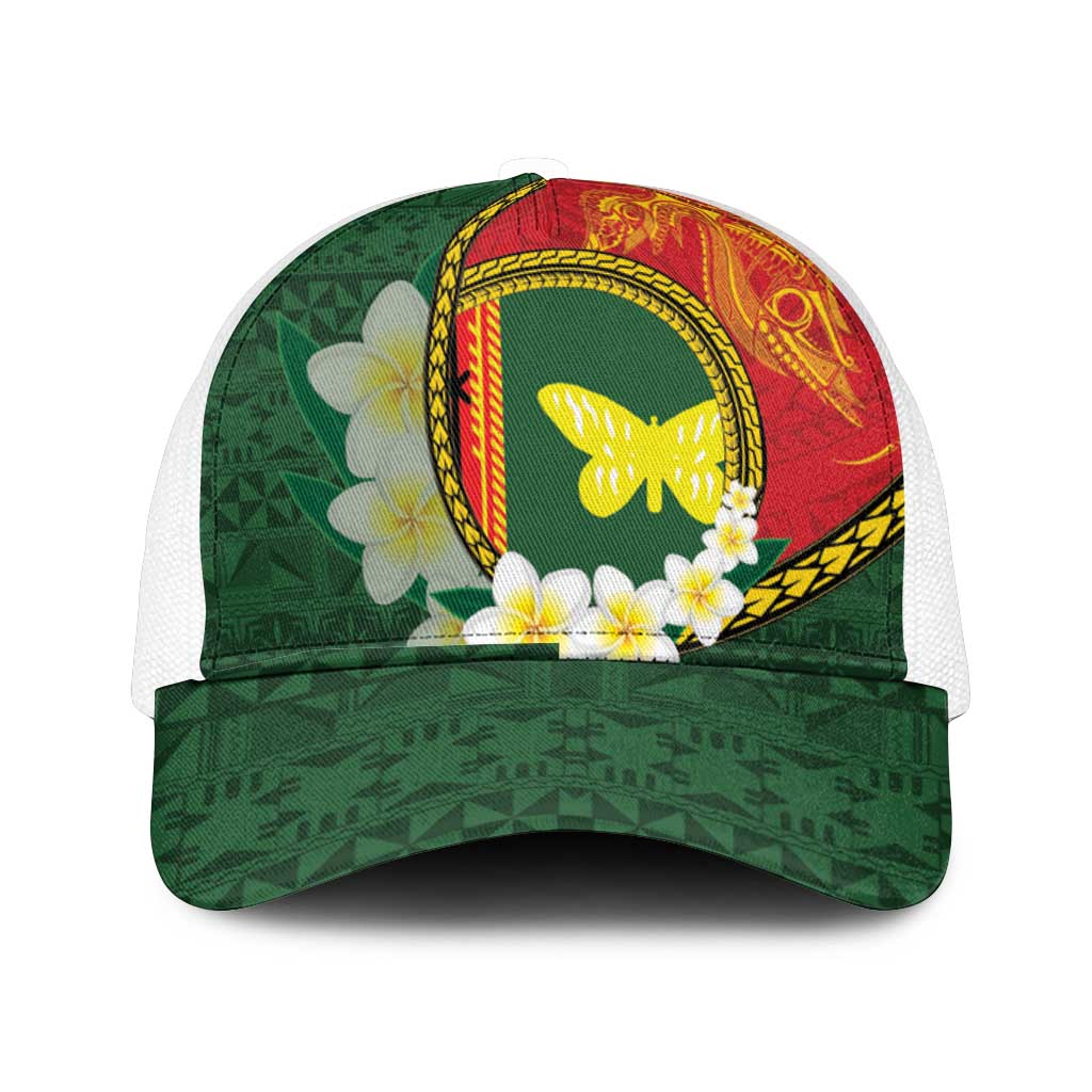 PNG Oro Provins Mesh Trucker Cap Papua New Guinea Plumeria Melanesian Pattern - Polynesian Pride