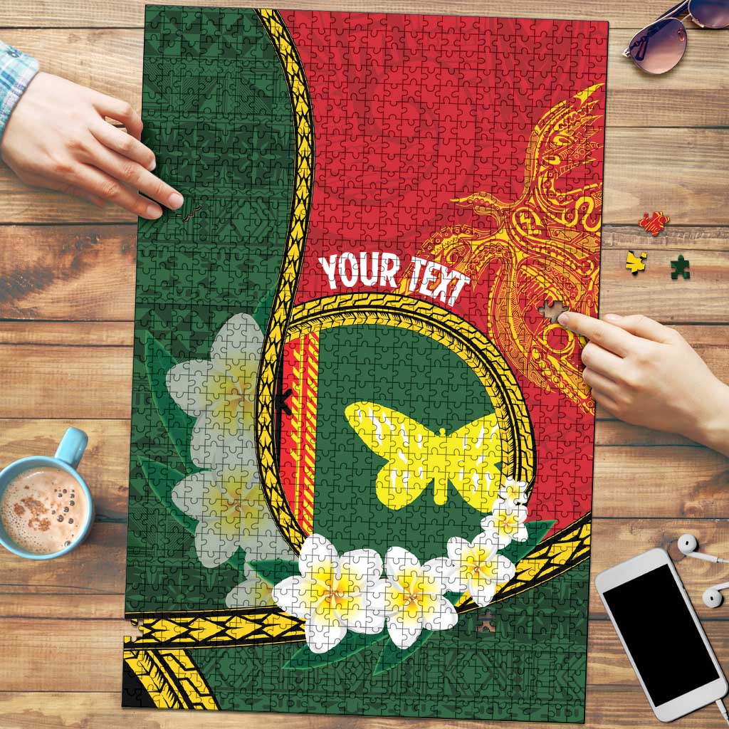 Personalised PNG Oro Provins Puzzle Papua New Guinea Plumeria Melanesian Pattern - Polynesian Pride