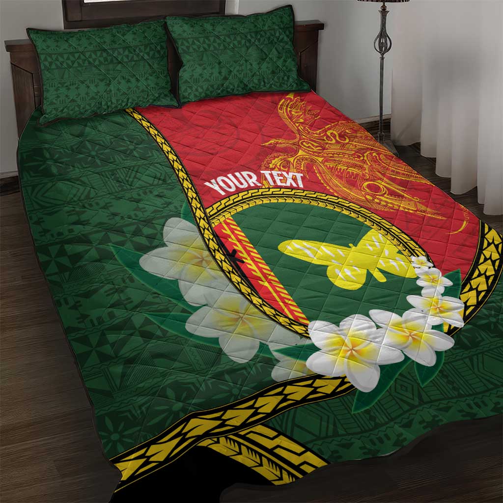 Personalised PNG Oro Provins Quilt Bed Set Papua New Guinea Plumeria Melanesian Pattern - Polynesian Pride