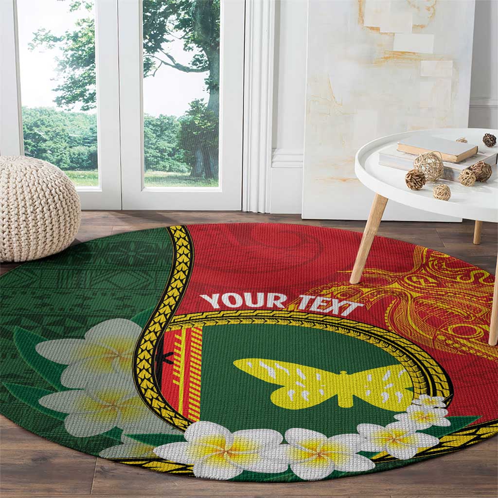 Personalised PNG Oro Provins Round Carpet Papua New Guinea Plumeria Melanesian Pattern - Polynesian Pride