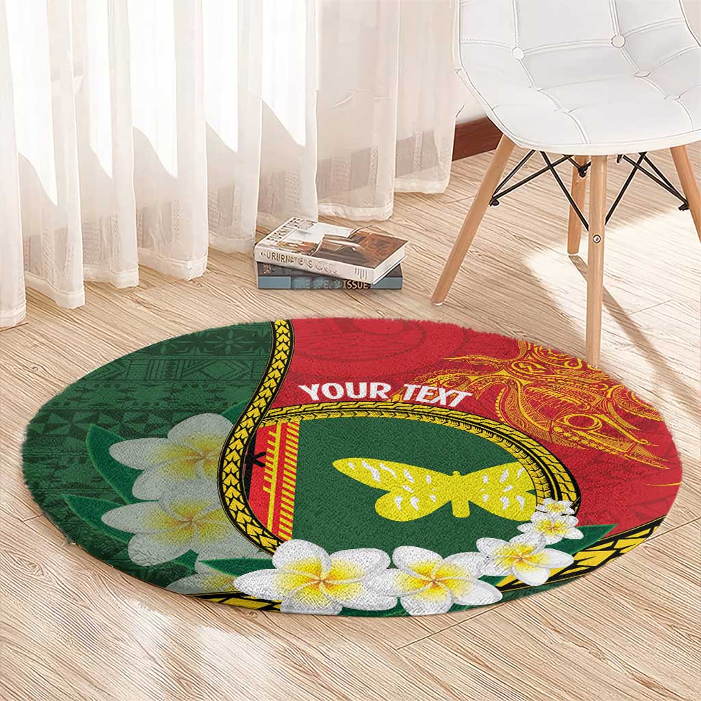 Personalised PNG Oro Provins Round Carpet Papua New Guinea Plumeria Melanesian Pattern - Polynesian Pride