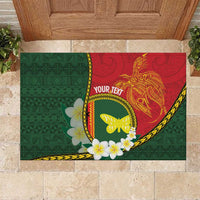 Personalised PNG Oro Provins Rubber Doormat Papua New Guinea Plumeria Melanesian Pattern - Polynesian Pride