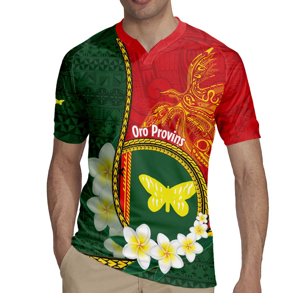 Personalised PNG Oro Provins Rugby Jersey Papua New Guinea Plumeria Melanesian Pattern - Polynesian Pride