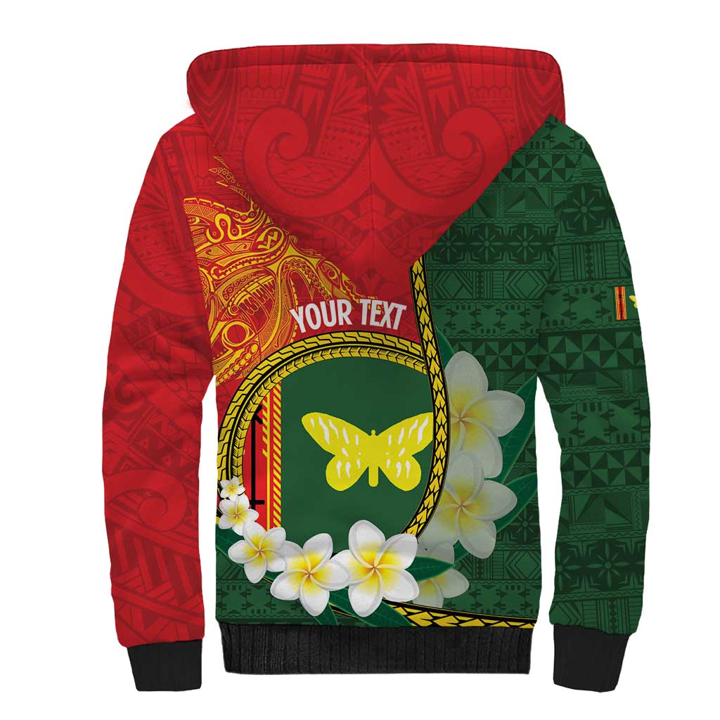 Personalised PNG Oro Provins Sherpa Hoodie Papua New Guinea Plumeria Melanesian Pattern - Polynesian Pride
