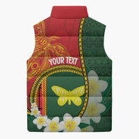 Personalised PNG Oro Provins Sleeveless Puffer Jacket Papua New Guinea Plumeria Melanesian Pattern - Polynesian Pride