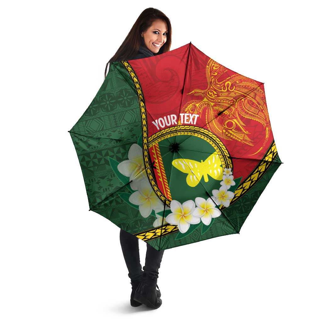 Personalised PNG Oro Provins Umbrella Papua New Guinea Plumeria Melanesian Pattern - Polynesian Pride