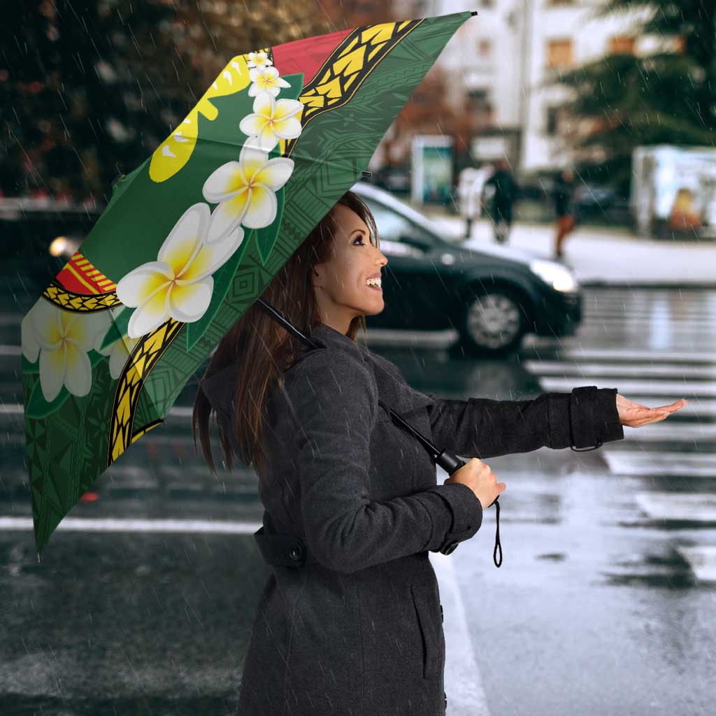 Personalised PNG Oro Provins Umbrella Papua New Guinea Plumeria Melanesian Pattern - Polynesian Pride