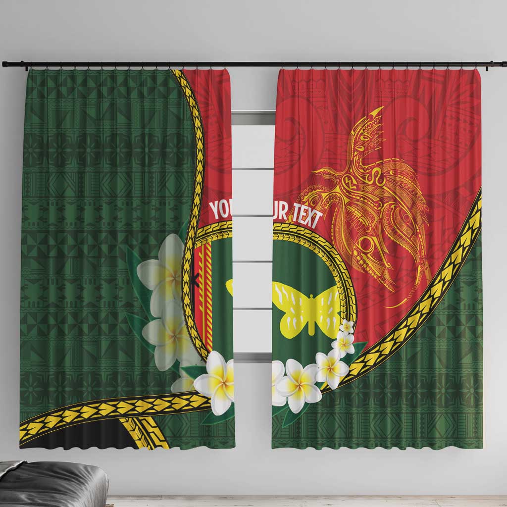 Personalised PNG Oro Provins Window Curtain Papua New Guinea Plumeria Melanesian Pattern - Polynesian Pride
