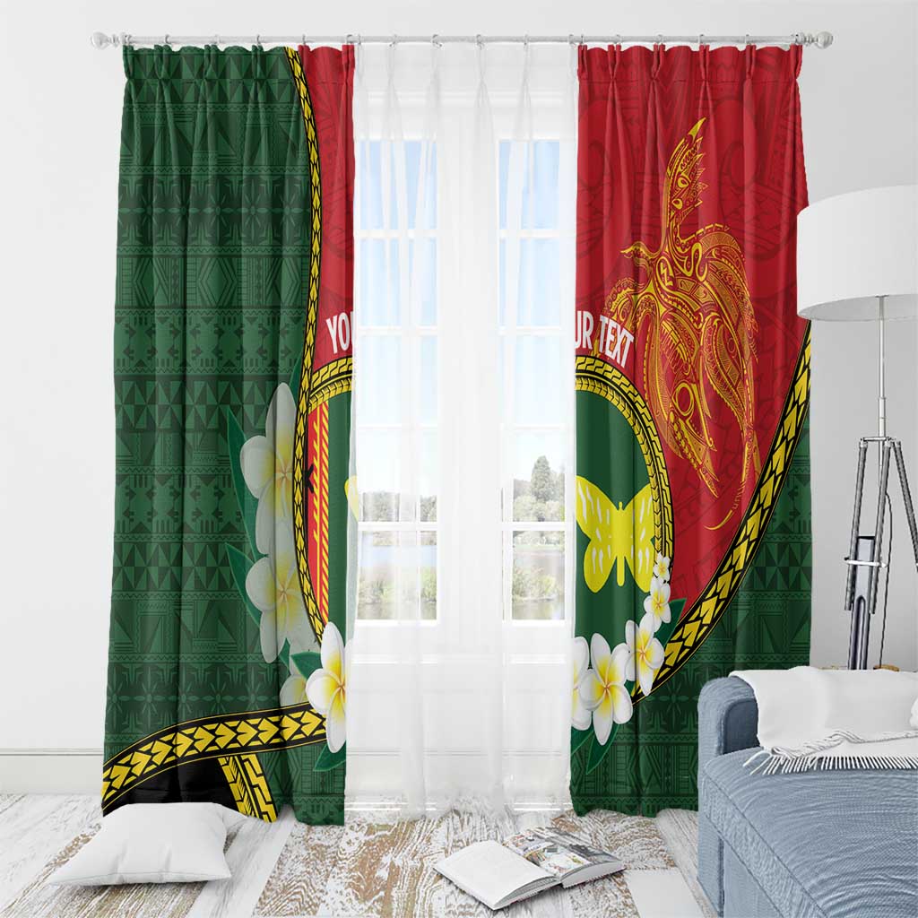 Personalised PNG Oro Provins Window Curtain Papua New Guinea Plumeria Melanesian Pattern - Polynesian Pride