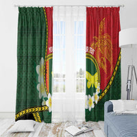 Personalised PNG Oro Provins Window Curtain Papua New Guinea Plumeria Melanesian Pattern - Polynesian Pride
