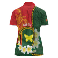 Personalised PNG Oro Provins Women Polo Shirt Papua New Guinea Plumeria Melanesian Pattern - Polynesian Pride