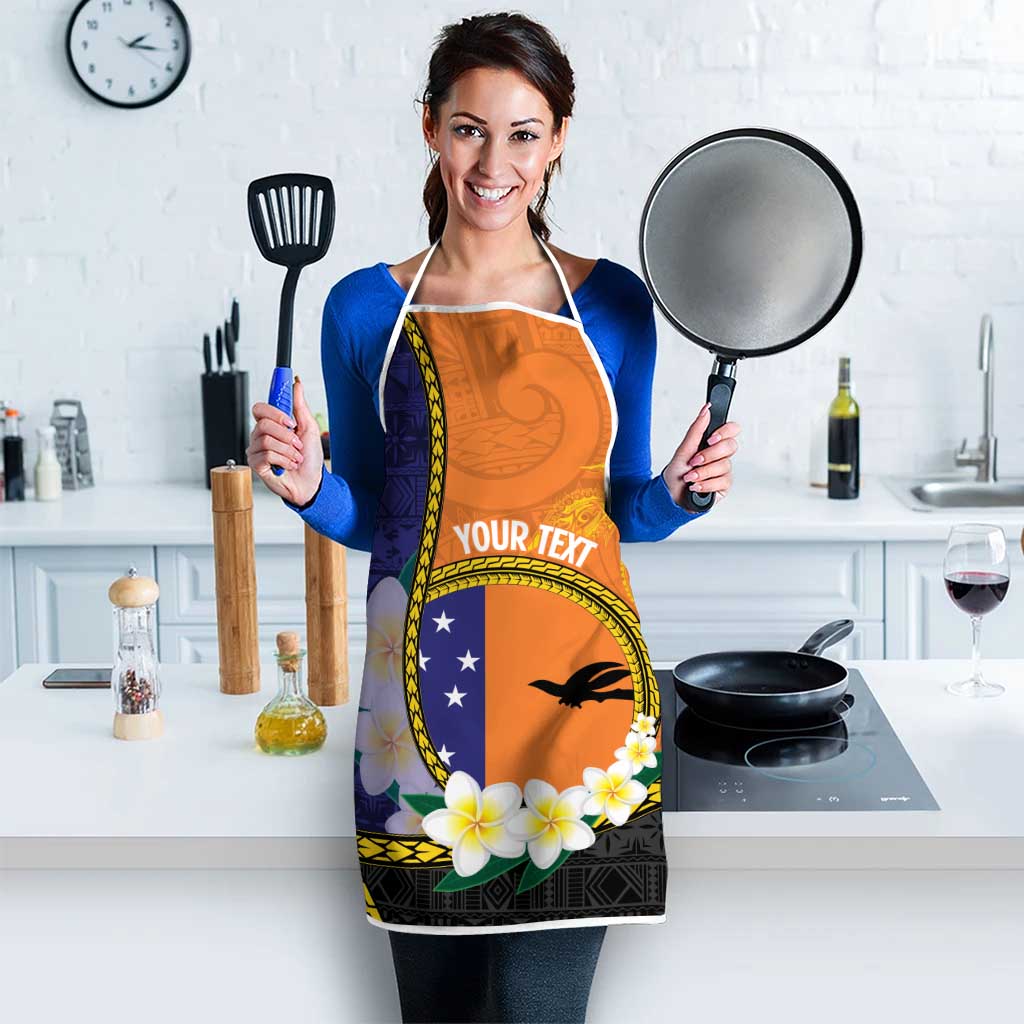 Personalised PNG Niu Ailan Apron Papua New Guinea Plumeria Melanesian Pattern - Polynesian Pride