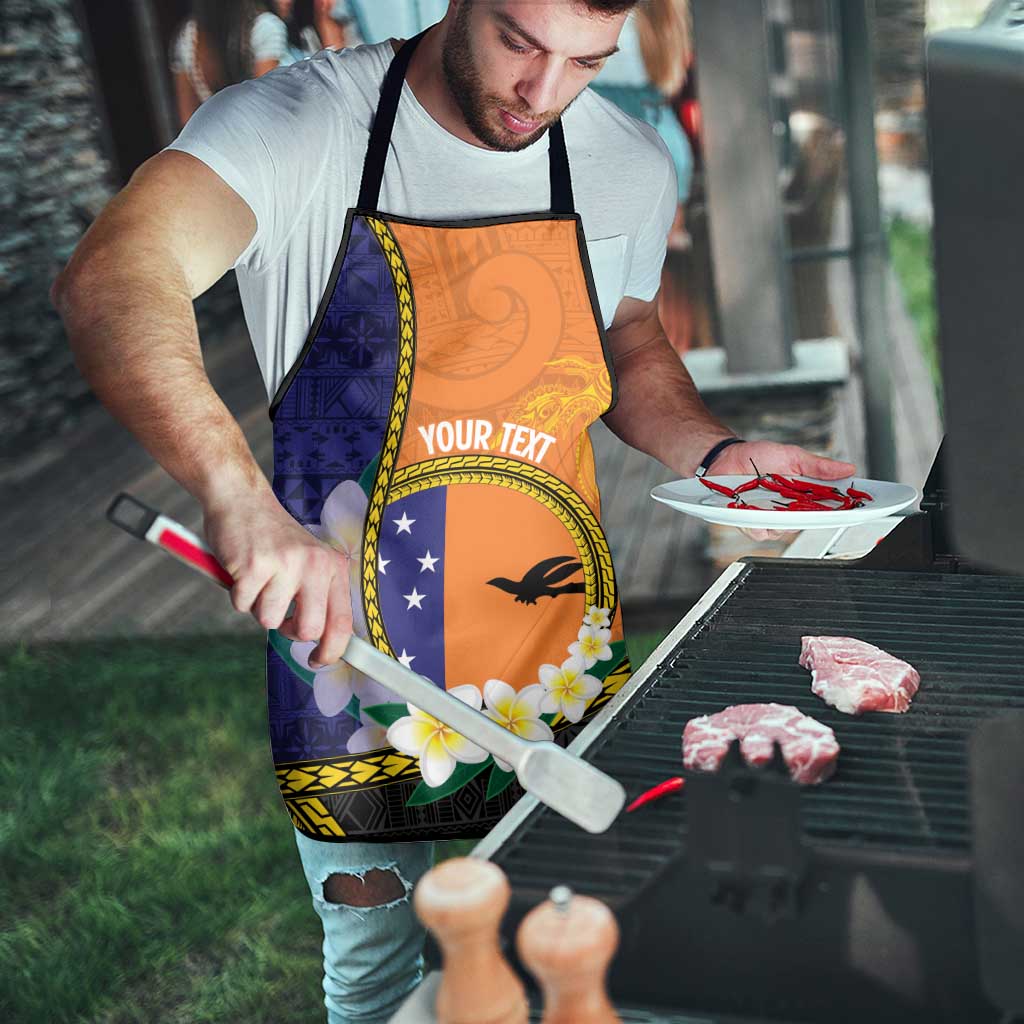 Personalised PNG Niu Ailan Apron Papua New Guinea Plumeria Melanesian Pattern - Polynesian Pride
