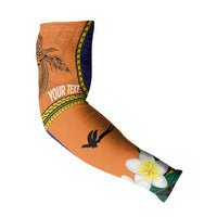 Personalised PNG Niu Ailan Arm Sleeves Papua New Guinea Plumeria Melanesian Pattern - Polynesian Pride