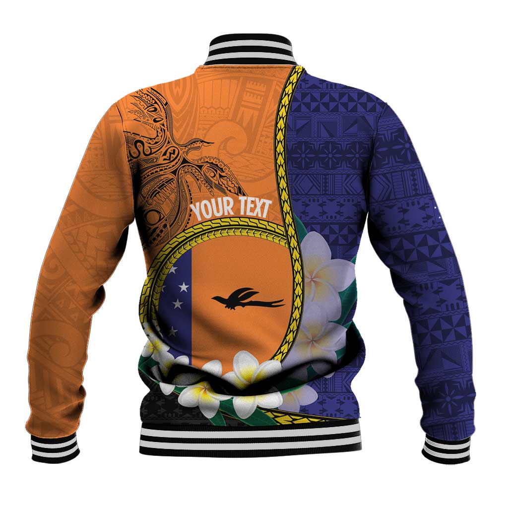 Personalised PNG Niu Ailan Baseball Jacket Papua New Guinea Plumeria Melanesian Pattern - Polynesian Pride