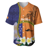 Personalised PNG Niu Ailan Baseball Jersey Papua New Guinea Plumeria Melanesian Pattern - Polynesian Pride