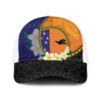 PNG Niu Ailan Baseball Net Cap Papua New Guinea Plumeria Melanesian Pattern - Polynesian Pride