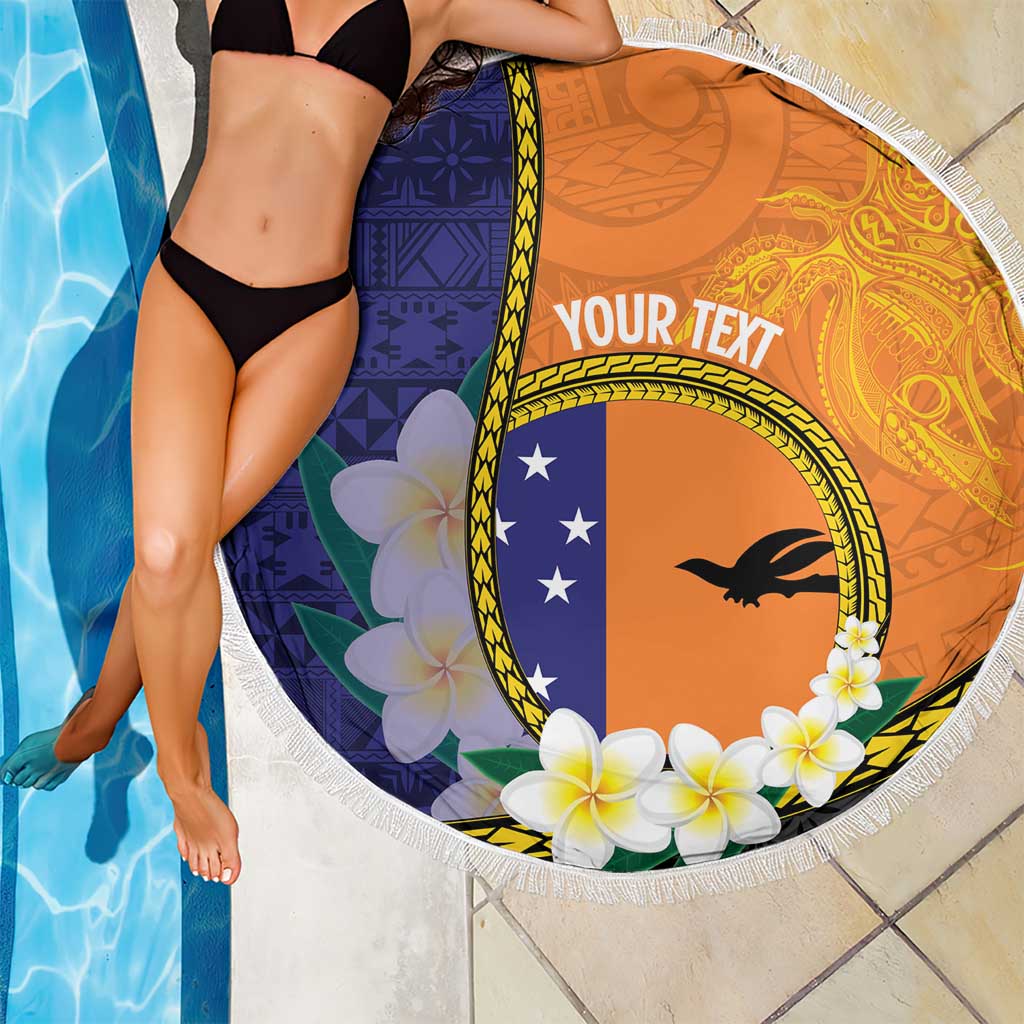 Personalised PNG Niu Ailan Beach Blanket Papua New Guinea Plumeria Melanesian Pattern - Polynesian Pride