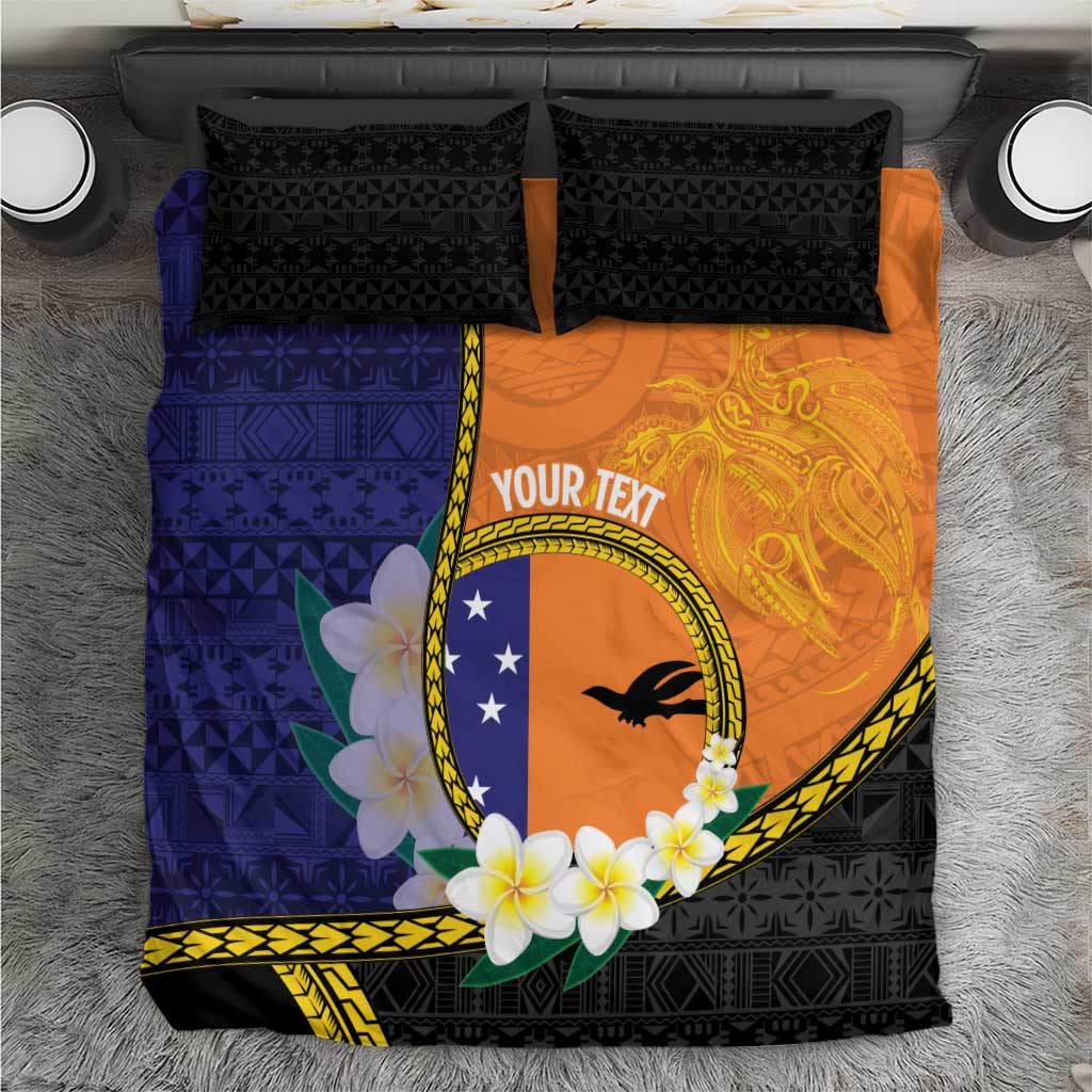 Personalised PNG Niu Ailan Bedding Set Papua New Guinea Plumeria Melanesian Pattern - Polynesian Pride