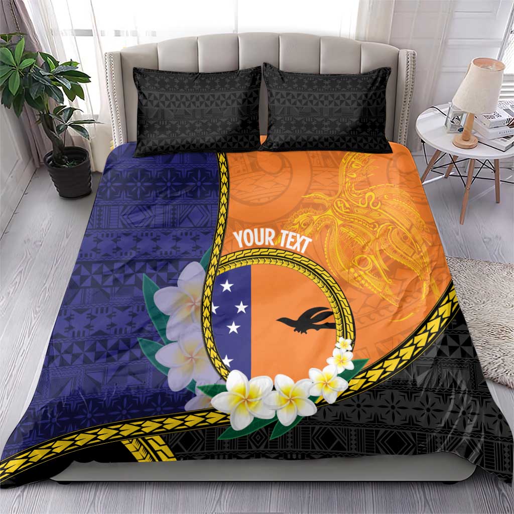 Personalised PNG Niu Ailan Bedding Set Papua New Guinea Plumeria Melanesian Pattern - Polynesian Pride
