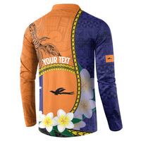Personalised PNG Niu Ailan Button Sweatshirt Papua New Guinea Plumeria Melanesian Pattern - Polynesian Pride