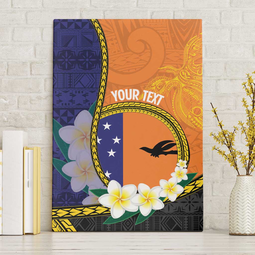Personalised PNG Niu Ailan Canvas Wall Art Papua New Guinea Plumeria Melanesian Pattern - Polynesian Pride